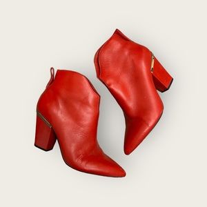 Red Booties with gold details